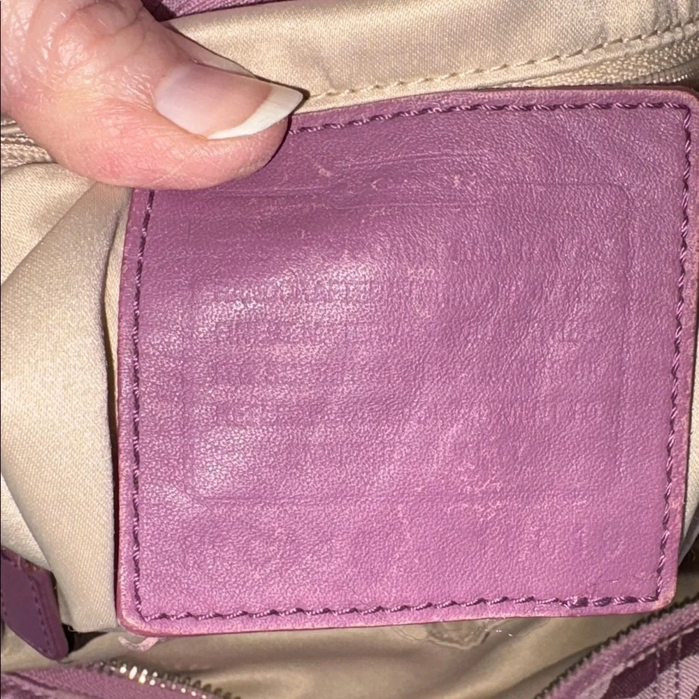 Coach  Brooke satchel  monogram canvas  lavender/dark violet trim Crossbody bag